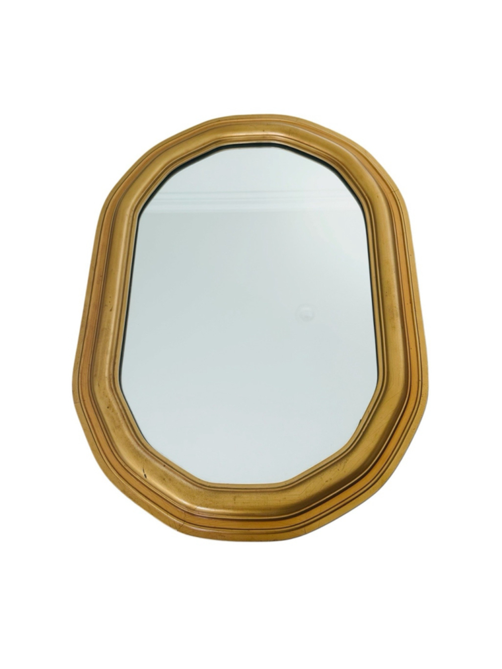 Vintage Gold Gilt Wood Octagonal Wall Mirror Ornate Baroque Hollywood Regency